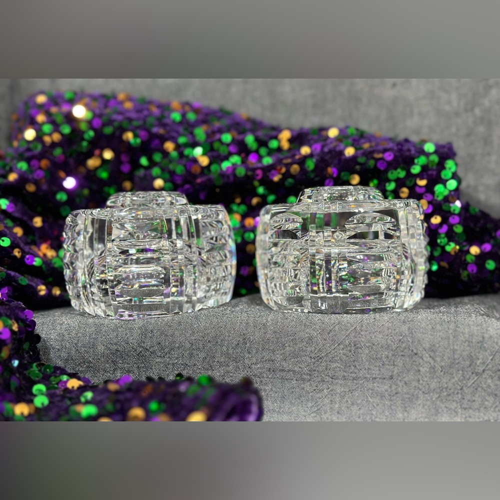 A pair of Waterford Crystal candle votives / holders